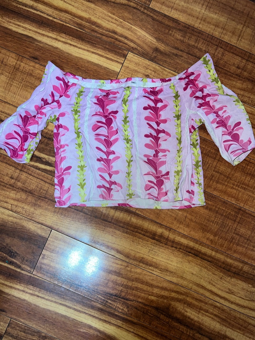 Pink Floral Off-Shoulder Crop Top